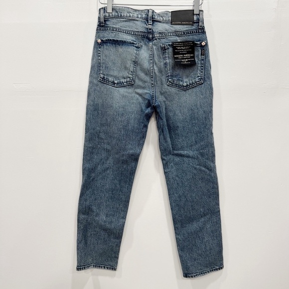 Modern American La Fayette Straight Leg Jeans Distressed in Brooklyn Wash 26 - Picture 6 of 10